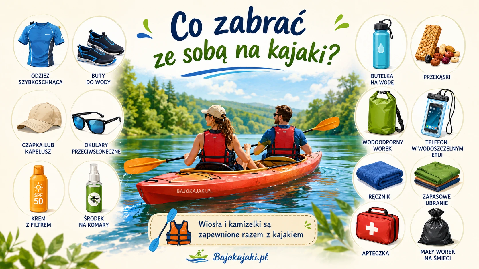 Co zabrać ze sobą na kajaki?